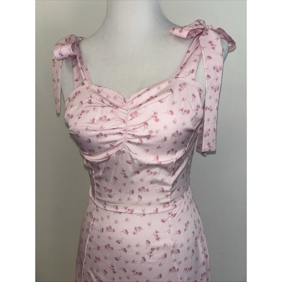 Maxi Dress Sz Sm Floral Pink Peasant Boho Festival Beach Y2K Smocked Cottagecore - Picture 15 of 15